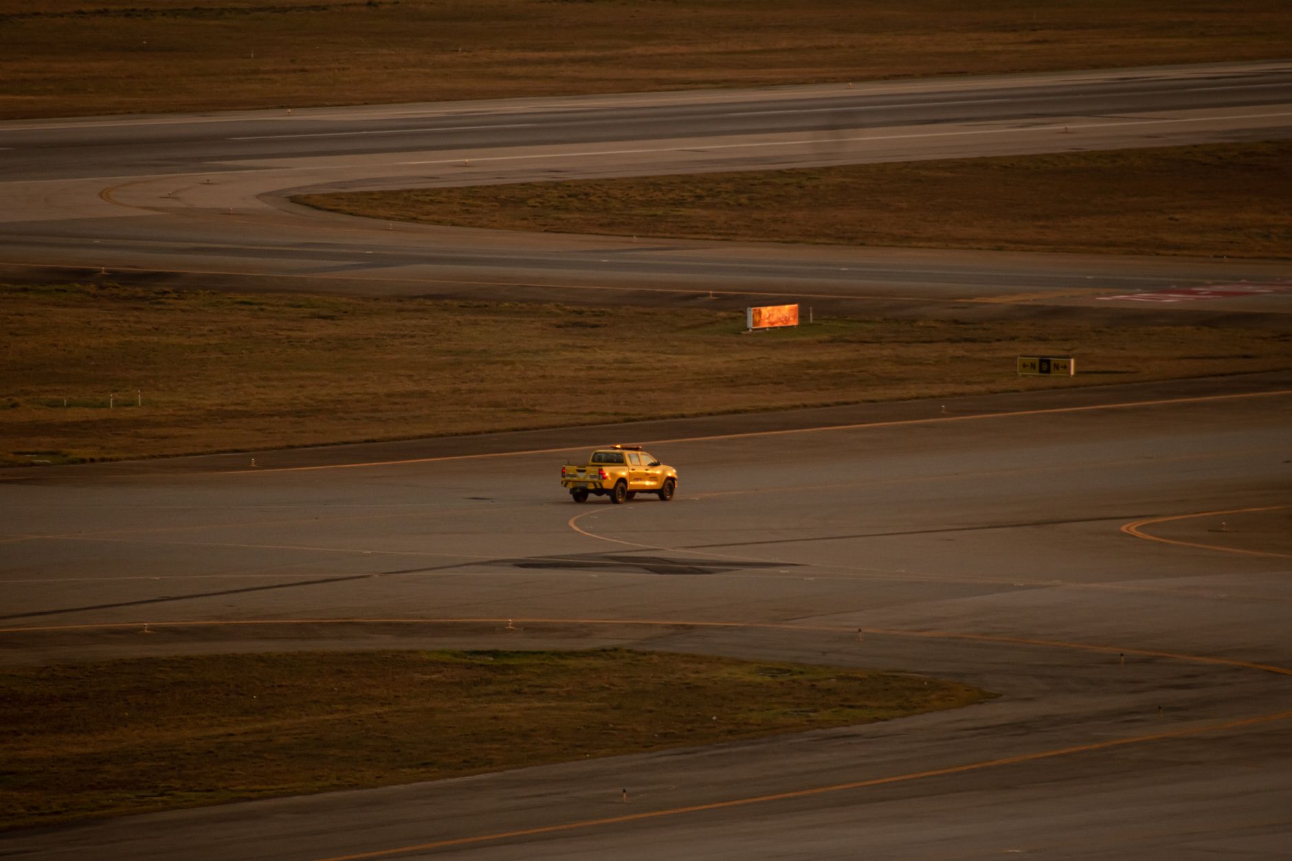 Airport runway with markings
