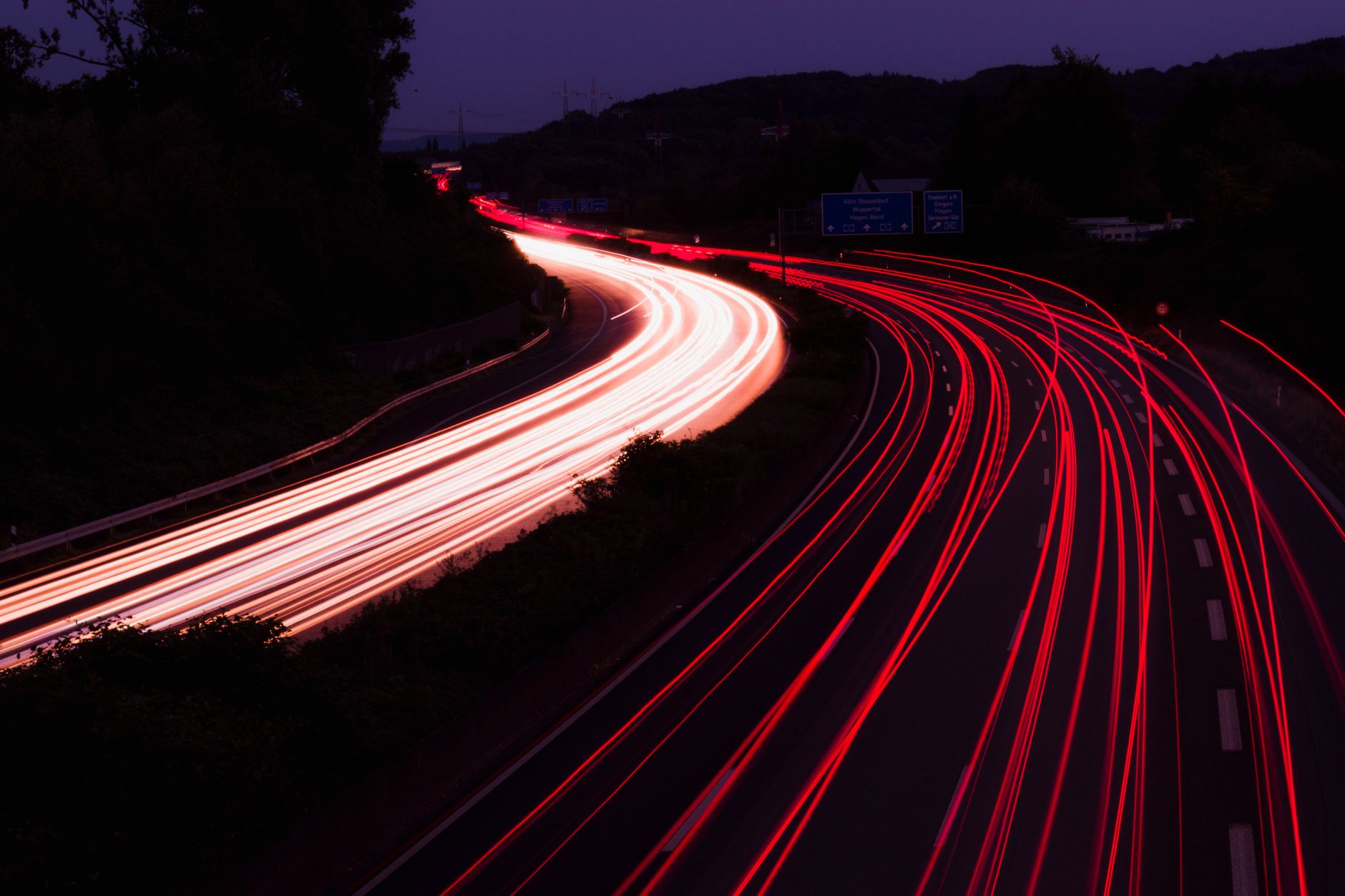 Access-controlled highway at night